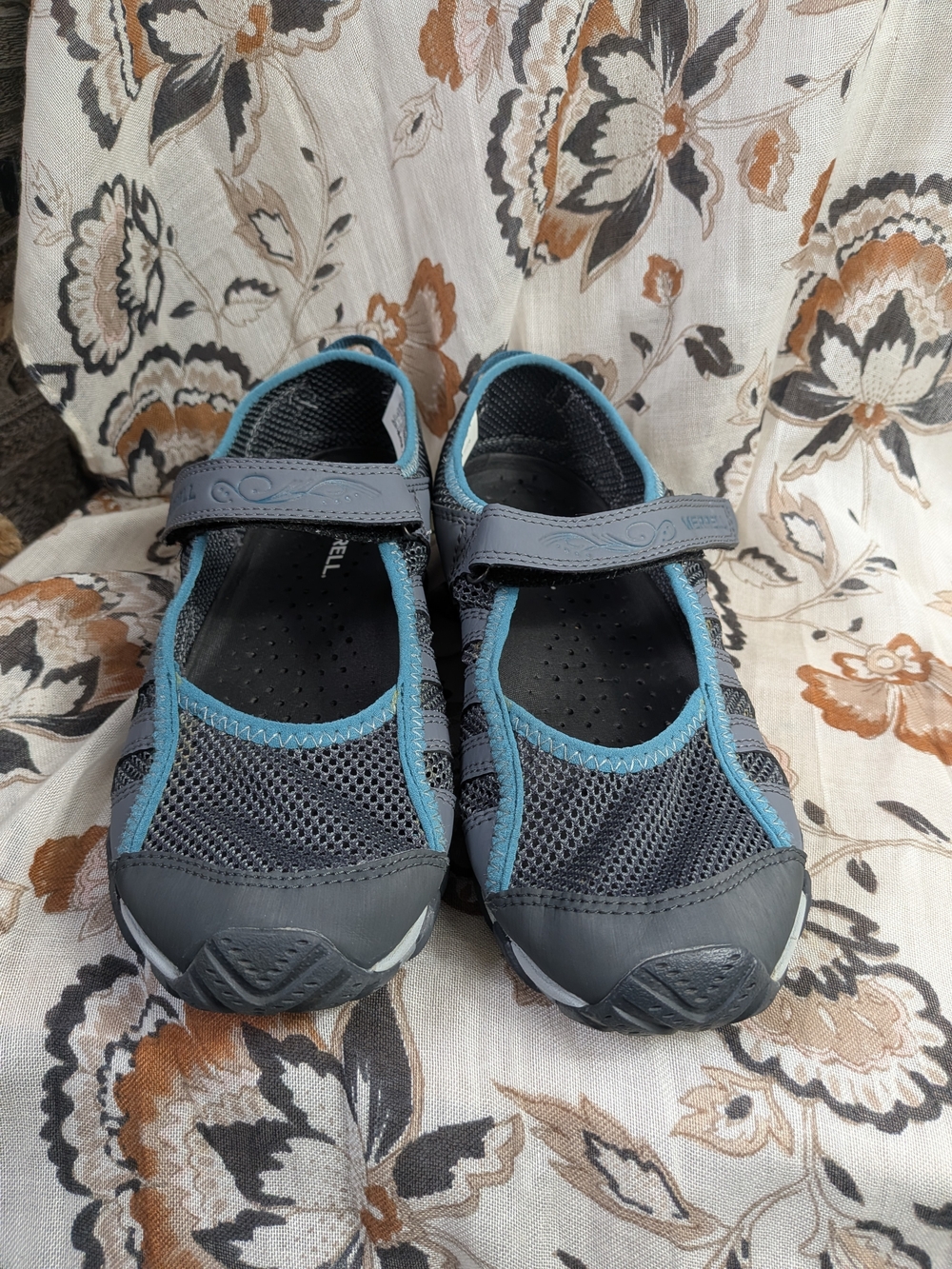 Merrell Gray and Blue Athletic Mary Jane Shoes
